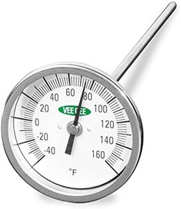 VeeGee Dial Compost Thermometer with Glass Face 12 Stem 3 Dial -40 to 160 Degrees F