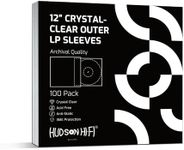 Hudson Hi-Fi Vinyl Record Outer Sleeve Covers - 100 Pack - Premium Crystal Clear Sleeves - Protect Your LP Albums From Scratches, Dirt & Dust - 3 layers of 30µm Thick No-Acid Exterior Disc Cover