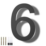 DEWEL House Numbers for Outside, Large Floating Modern House Address Number 8 Inch with Nail Kits for 911 Visibility Signage and Outside Decor, Black (House Number 6)