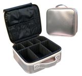 House of Quirk Makeup Cosmetic Storage Case with Adjustable Compartment (Shimmer Silver)