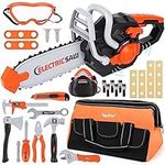 Toy Chainsaw for Kids - Kids Tool Set Pretend Play Construction Toys Kit with Tool Bag, Chainsaw Tool Set Outdoor Preschool Gardening Gift Toys for 3 4 5 Year Old Boys & Girls