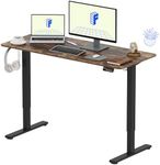 FLEXISPOT 140 * 60cm Electric Standing Desk Adjustable Sit Stand Up Computer Desk with Hook Memory Function for Office and Home (Rustic brown+Black)