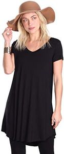 Popana Womens Short Sleeve Summer Tunic Tops to Wear with Leggings Loose Fit Plus Size Made in USA 3X Black