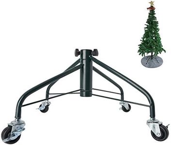 Ouvin Foldable Heavy Duty Christmas Tree Stand for 7 Foot Artificial Tree Holder with 4 Wheels (Green)