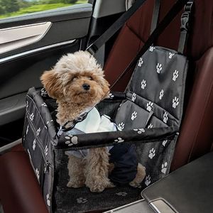 Flagest Panier Chien Voiture Oxford - Siège Auto Respirant et Lavable pour Petits Animaux de Compagnie - Caisse de Transport Pliable - Écurie Taille Dépliée 40 * 32 * 24cm