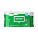 Clinell Universal Cleaning and Disinfectant Wipes for Surfaces - Pack of 200 Wipes - Multi Purpose Wipes, Kills 99.99% of Germs, Quick Action - 275mm x 200mm