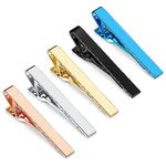 Milacolato 5 Pcs Tie Clips for Men Classic Style Tie Bar Clip Set Necktie Clips for Wedding Anniversary Business Brushed Smooth Silver/Gold/Black/Navy/Rose Gold Tie Pin B-Smooth