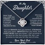 Christmas Gifts Daughter Gifts From Dad Gifts For Daughter Necklace Father Daughter Sweet 16 Gifts Girl Jewelry Gift Ideas For Birthday Mother Daughter Necklace Memorable Message Card, Cubic Zirconia