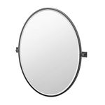 Gatco 4059XFLG Elevate Bathroom Framed Large Oval Mirror, Matte Black, 33-Inch