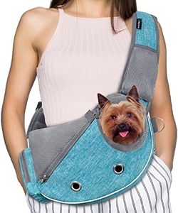 PetAmi Dog Sling Carrier for Small Dogs, Puppy Carrier Sling Purse, Pouch Carrying Bag to Wear Medium Cat, Adjustable Crossbody Pet Sling Travel, Breathable Mesh, Poop Bag Dispenser, Max 10 lbs, Blue