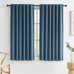 KEQIAOSUOCAI 100% Blackout Linen Textured Curtains 45 Inches Long 2 Panels, Energy Smart Black Out Drapes for Boys Bedroom Playroom Guest Room(Blue Denim,50 Inch Wide Each Panel)