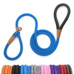 lynxking Slip Lead Dog Leash 6 FT x 1/2 inches Strong Heavy Duty Dog Rope Leash Braided Comfortable Handle for Small Medium Large Dogs (Blue, Slip Lead-Small 3/8in x 6ft)