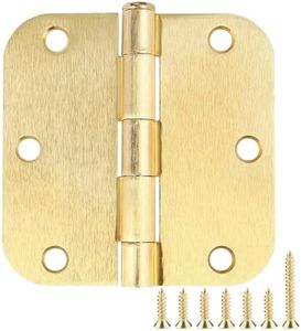 Rounded Door Hinges 3-1/2" x 3.5 inch, 5/8 Radius, Satin Brass 3 ½ Inch 3 Pack