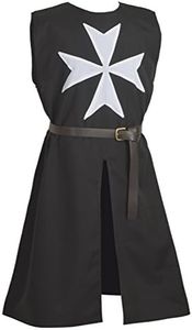BLESSUME Tunique chevalier médiéval cosplay costume médiéval avec croix de Malte et une ceinture