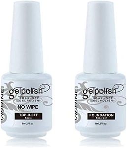 Vishine Base Coat & No wipe No clean Top Coat UV LED Gel Nail Polish Soak Off Varnish Set 8ml