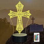 Lampeez 3D Jesus Cross Night Light, Optical Illusion Lamp with 16 Colors Changing Best Gift Idea for Boys and Girls