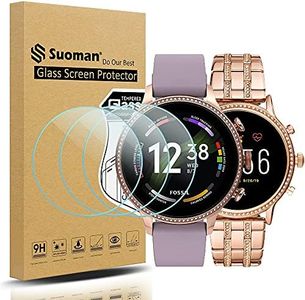 Suoman 3-Pack for Fossil Women Gen 5 Julianna Screen Protector Tempered Glass for Fossil Women Gen 5 Smartwatch [2.5D 9H Hardness] [Anti-Scratch] [Bubble-Free]