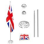Indoor Flag Pole Kit with Weighted & Thickened Base Hight 200CM-252CM,Stainless steel Commercial Indoor Flagpole for Office School City Hall,Heavy Duty Indoor Telescoping Flag Pole/Silver -1Pack