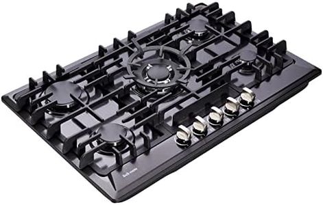 30 Inch Gas Cooktop, Built-in 5 Burners Stainless Steel Gas Stovetop LPG/NG Convertible Gas Stove Dual Fuel Gas Hob with Thermocouple Protection DM527-SA02B