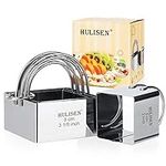 HULISEN Square Biscuit Cutter Set (4 Pieces/Set), Stainless Steel Cookies Cutter with Handle, Professional Baking Dough Tools, Gift Package (Square)