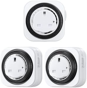 DEWENWILS Mechanical Indoor Timer Socket Switch,24 Hour Programmable Energy Saving Light Timer for Home Security, Christmas Light, Home Appliances, 13A/3120W, CE Listed (3 Pack)