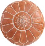 OTTOMANMARRAKECH Unstuffed Genuine round Leather Pouf | Moroccan Ottoman Footstool, Footrest Cover | Super soft Handmade Ottoman Faux comes in 20"D x 20"W x 14"H