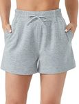 THE GYM PEOPLE Women's Drawstring Sweat Shorts High Waisted Summer Workout Lounge Shorts with Pockets Light Heather Grey