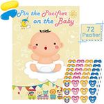 Hxezoc Pin The Pacifier On The Baby Game Large Baby Poster Games For Baby Shower Party Kids Birthday Party Supplies - 72 Pacifier Stickers