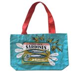 JSEVEN Trader Joe's Sardine Bag, Reusable Grocery Bag, Heavy Duty 100% Cotton, Reinforced at the major stress points, Blue, One Size