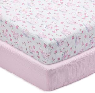 LollyBanks Baby Girl Crib Sheets 2 Pack, 100% Muslin Cotton Soft and Breathable Baby Crib Sheets, Snug Fitted Sheet for Standard 52"x28" Mattress, Baby Nursery Essentials (Swan and Solid Pink)