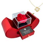 White Gold Necklace - With Real Rose - To My Love, Christmas Jewelry Romantic Gifts For My Wife with Message Card Box, Personalized Gift Present Pendant for Future Wife Soulmate Girlfriend (Size : Go