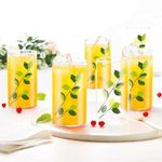 Borosil Vision Green Leaves 295 ml 6 pcs Set Transparent Drinking Glass |Borosilicate Glass Tumblers for Water, Cold Drinks, Juice| Flame Proof, Microwave & Dishwasher Safe | for Daily use & Gifting