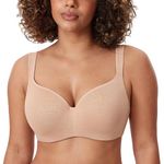 Delimira Women's Padded Bra T Shirt Underwired Support Bra Balcony Seamless Full Cup Comfort Bra Oatmeal Heather 36B