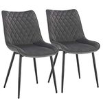 WOLTU Dining Chairs Set of 2 pcs Kitchen Counter Chairs Lounge Leisure Living Room Corner Chairs Dark Grey Velvet Reception Chairs with Backrest and Padded Seat