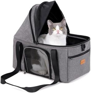 BurgeonNest Large Cat Carrier for 2 Cats,Soft Sided Pet Carrier for Large Cat 15 lbs, Upgrade Small Dog Carrier, Collapsible Cat Travel Carrier with Semi-Open Mode Canopy, Easy to Get Cat in