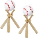 RONYOUNG 2Sets Baseball Stand Baseball Stand Holder Wooden Base Ball Stand Display Holder (2Sets)