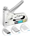 Bamda Staple Gun with 1200 Staples - 3 in 1 Staple Gun Heavy Duty for Wood , Adjustable strength and Durable, Manual Staples for Wall, Cable Tacking, Decoration DIY, Nail Guns for Wood