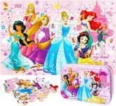 Generic NEILDEN Jigsaw Puzzles for Kids Ages 4-8 Puzzles Packed in Tin Box 60 Pieces Learning Educational Puzzles for Children Girls and Boys, Princess