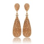 Moonstruck Costume Jewelry Long Chandelier Champagne Diamond Studded Golden Drop and Dangle Earrings for Women (Rose Gold)