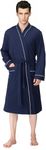 NY Threads Men's Robe Cotton Blend Knit Bathrobe, Navy, Large