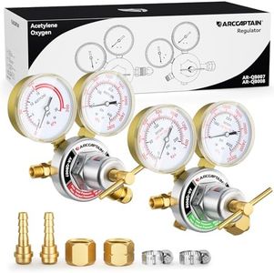 ARCCAPTAIN Oxygen and Acetylene Regulators CGA540 and CGA510, Compatible with V-Style Torch Cutting, Heavy-Duty Gas Welding Pressure Regulators with T-Handle Adjustments