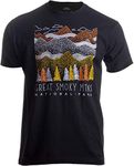 Ann Arbor T-shirt Co. Men's Great Smoky Mountains National Park Smokie Poster Decal Art Men T-Shirt Large Black