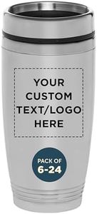 DISCOUNT PROMOS Custom Stainless Steel Tumblers 16 oz Set of 6/12/24 Personalized Bulk Pack Perfect for Coffee Soda Other Hot Cold Beverages - Silver