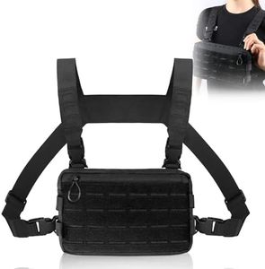 TOATELU Chest Pack, Tactical Chest Rig Pack, Men's Harness Bags for Camping, Travel, Hiking, Outdoor Sports, Cycling, Training, Fitness, Black