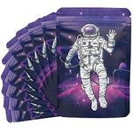 30pcs 9×12cm Purple Astronaut Stand up Mylar Bags,Resealable Smell Proof Cartoon Resealable Plastic Ziplock Pouches for Kitchen Storage, Jewellery and Sweets