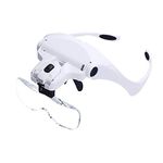 Bysameyee Magnifying Glasses with Light, Head Mount Magnifier Lighted Headband Glass Loupe with 2 LED Light Additional Headstrap for Close Work, Jewelry Work, Watch Repair, Arts & Crafts, Reading Aid