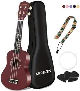 MOSEN Ukulele for Beginners 21 Inch All in One Kit Beginner Professional Ukulele Including Straps, Strings, and Paddles (Brown)