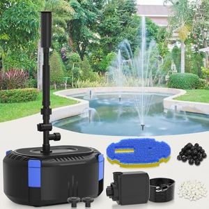 AquaMiracle All-in-One Fountain Kit with 3 Spray Patterns, Koi Pond Filters for Outdoor Ponds 500-750 Gal, 850GPH Pond Fountain Pump for Garden, Water Feature, Bird Baths