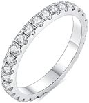 IMOLOVE Moissanite Wedding Band Wedding Rings for Women 925 Sterling Silver Rings with 18K White Gold Plated Eternity Stackable Engagement Ring Anniversary Band Size 5.5-ET