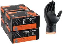 ANBOSON 10mil Nitrile-Gloves Disposable-Black Chemical-Resistant Rubber - Mechanic Gloves Heavy Duty Latex Free Diamond Grip